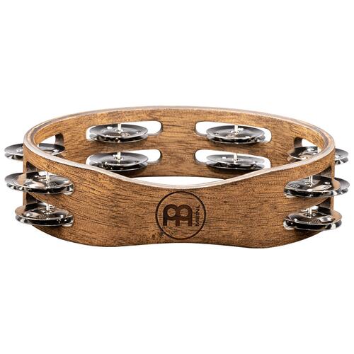 Image 2 - Meinl Percussion 8" Compact Wood Tambourine, Dual row, Walnut Brown, Stainless steel jingles - CTA2WB